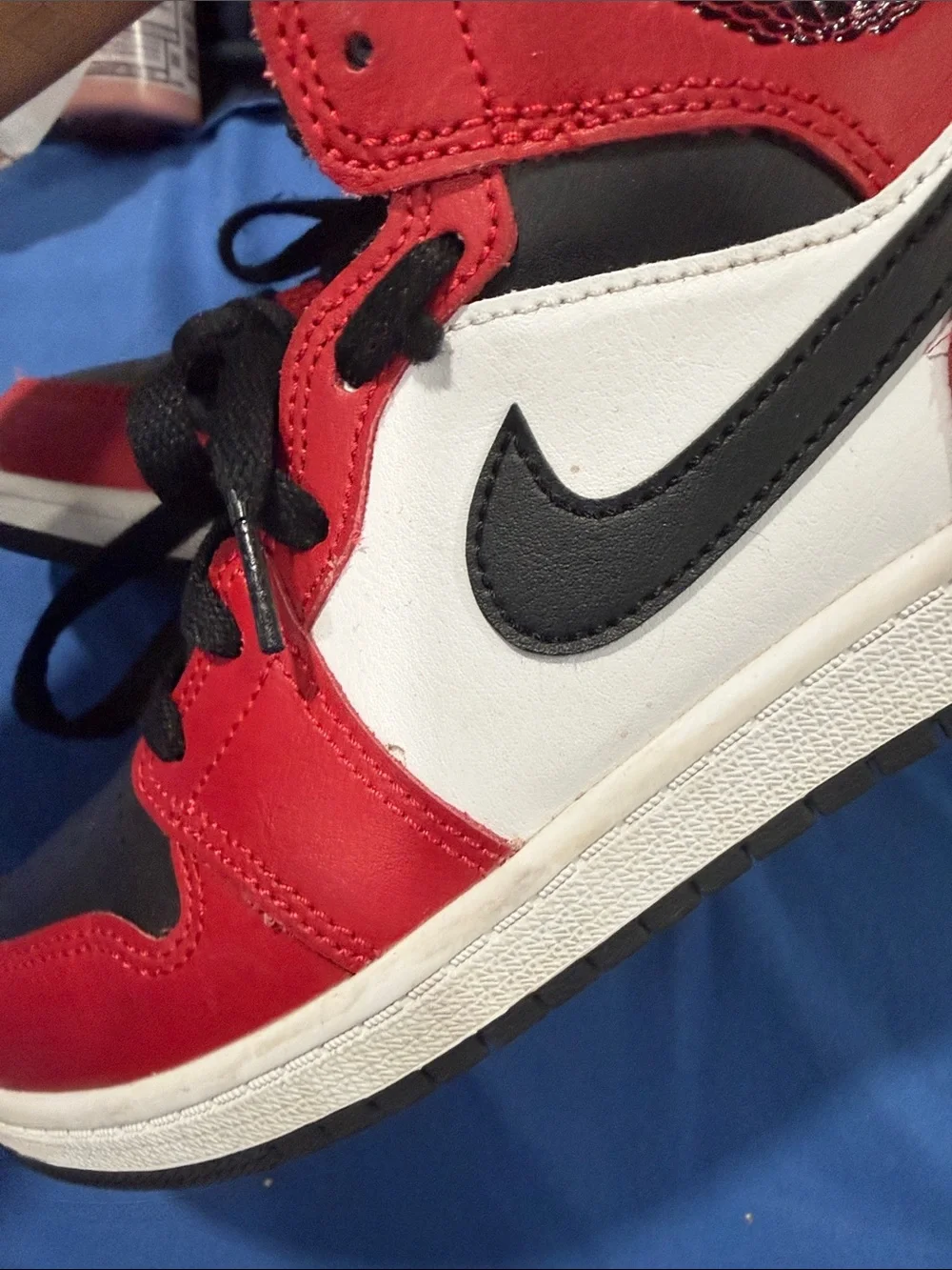 Jordan Kids High-Top Sneakers in Black, Red & White